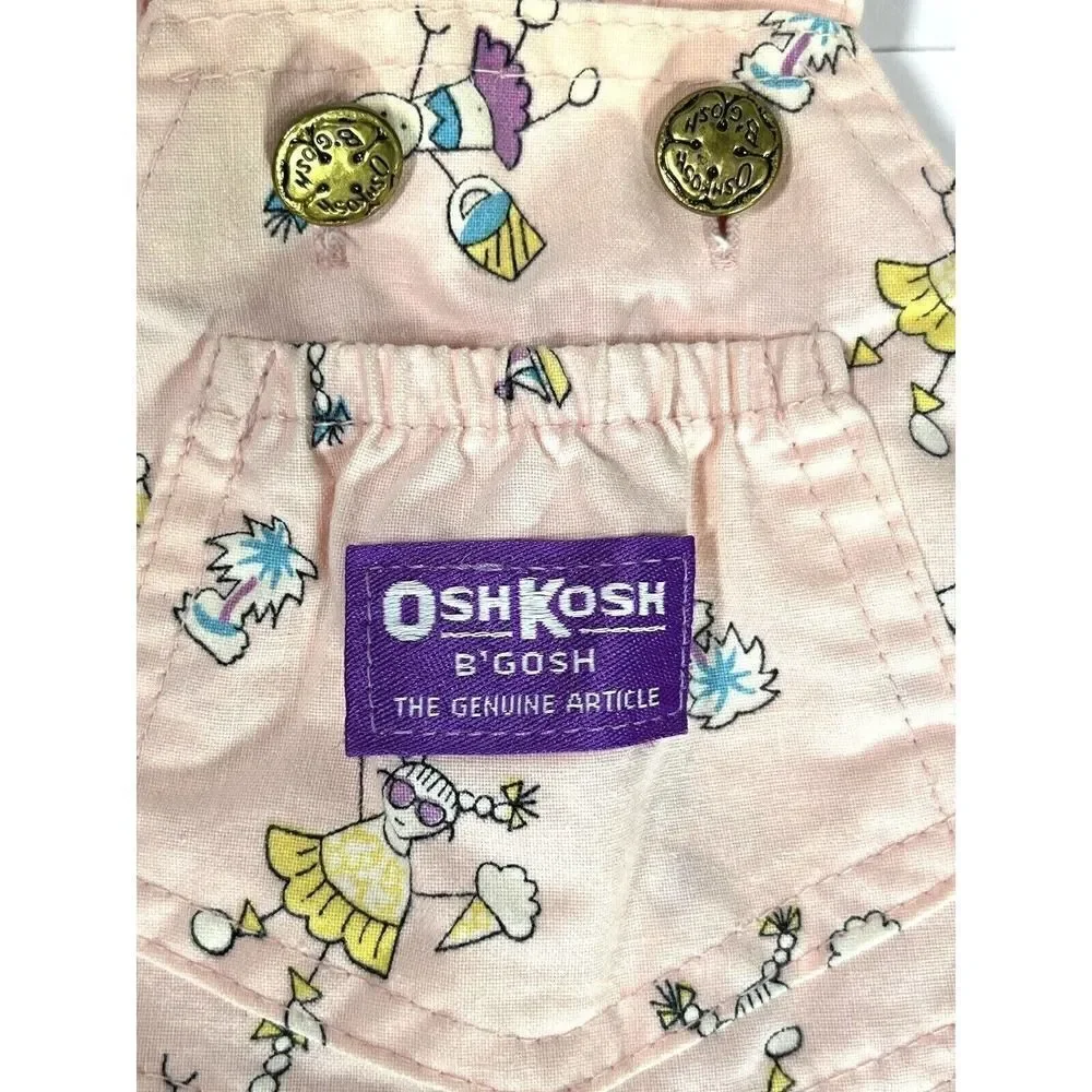 Rare Vintage OshKosh B’gosh Vestbak Overalls Girls 6 9 M‎ Matching Hat Ice cream